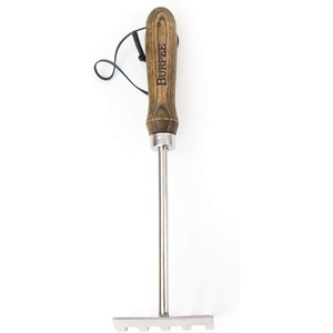 image:imageBurpee 12 Stainless Steel Weeder  Durable Long Lasting Garden Tool  Leather Wrist Strap 5 Handle OakWalnut