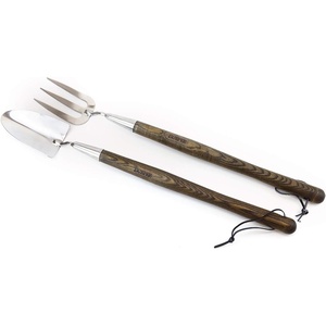 image:imageBurpee 20 Stainless Steel Handled Fork and Trowel Set  Durable Long Lasting Garden Tools  Leather Wrist Strap 10 Year Warranty